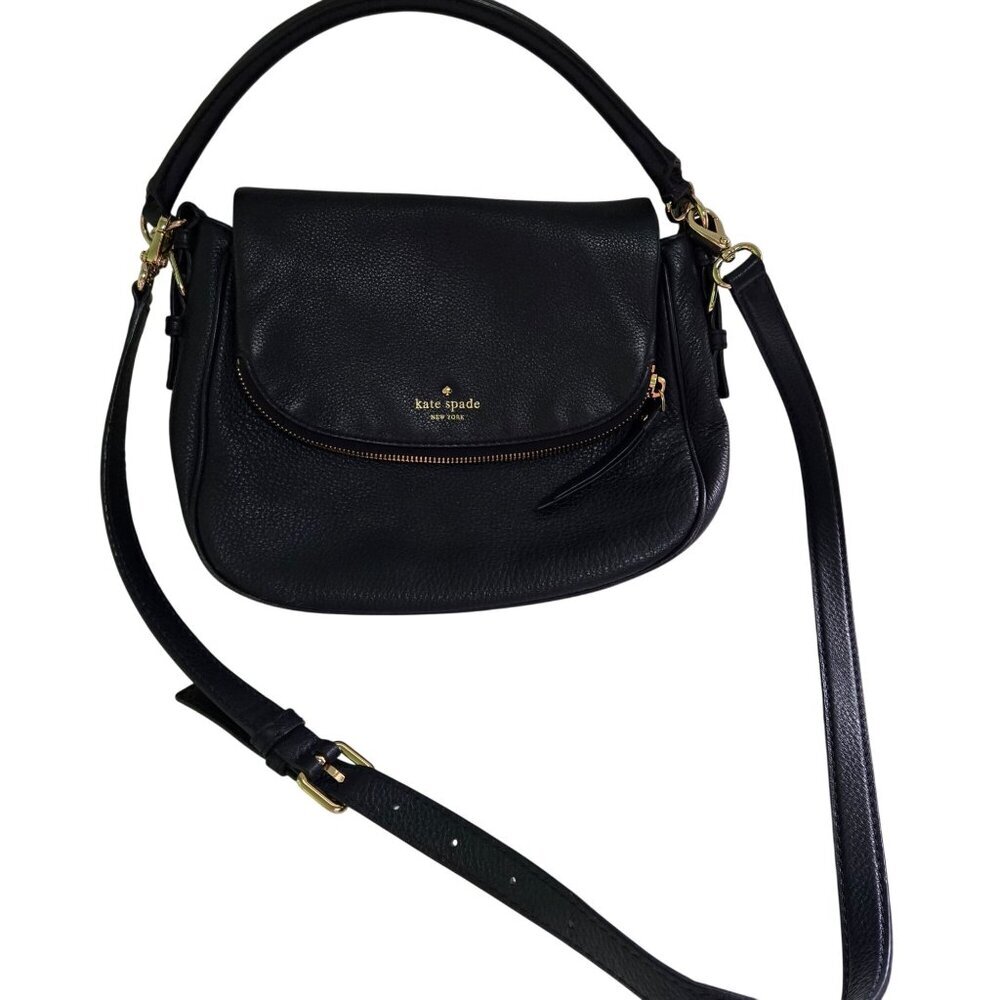 Kate Spade Cobble Hill Devin Crossbody Top Handle Bag Navy Leather Classic - Picture 2 of 11